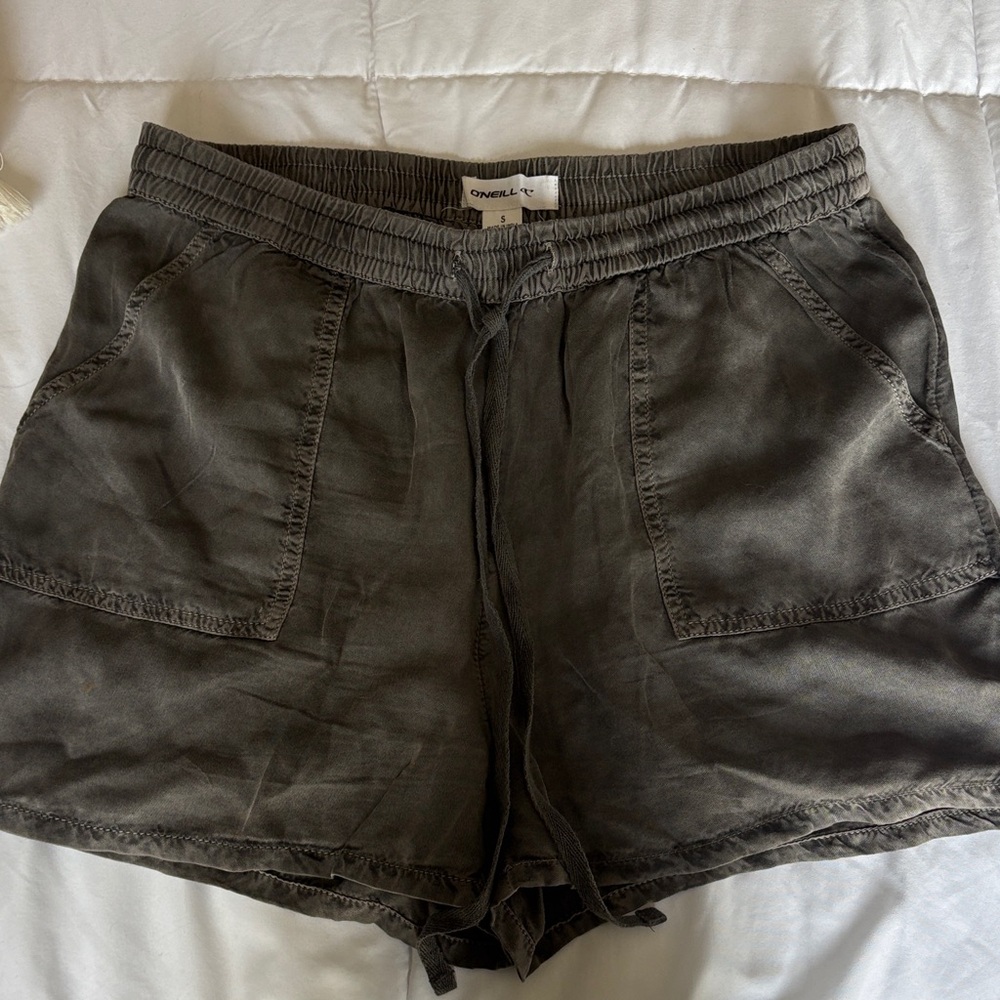 O'Neill Women's Washed Charcoal Drawstring High Waist Shorts